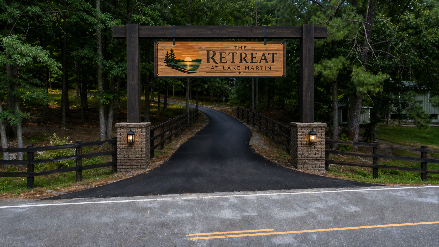 Finished entrance sign concept for The Retreat at Lake Martin